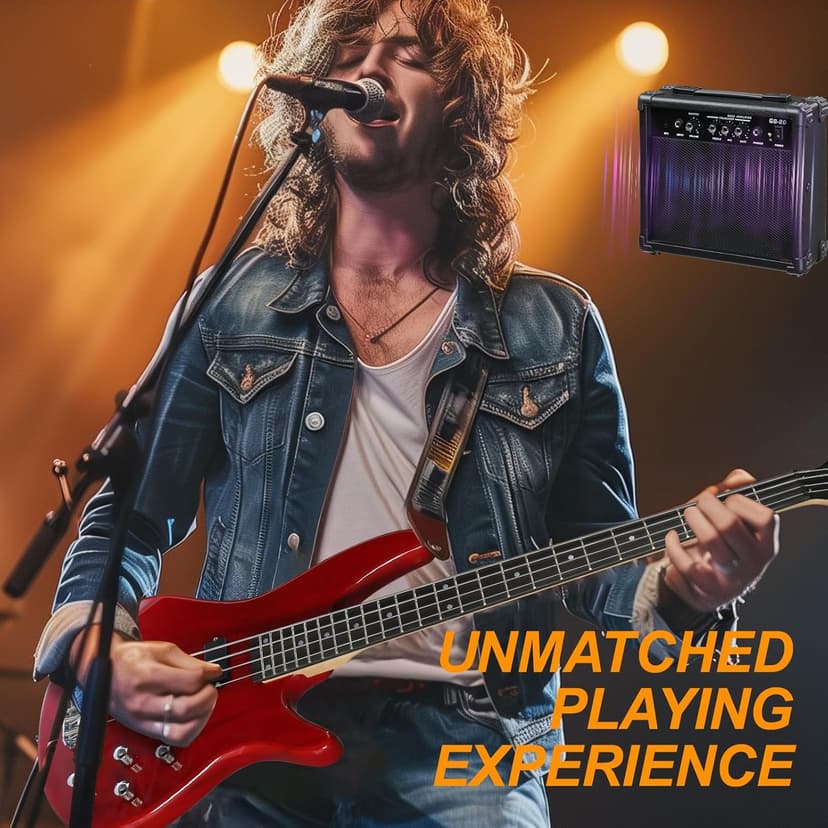 Ktaxon Electric Bass Guitar 4 String Bass Guitar with 20 Watt Amplifier, PJ Type Pickup, Naturally air-dried Maple Neck, Rosewood Fretboard, Basswood Body(Red)