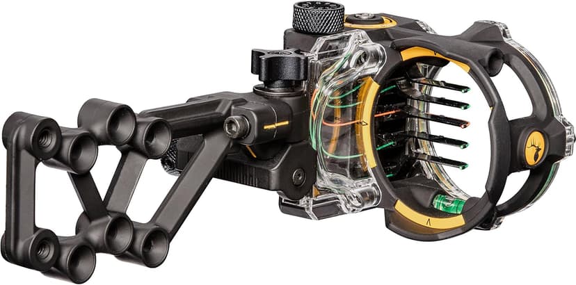 Trophy Ridge React H5 Bow Sight - 5 Pin Sight, Tool Less Windage and Elevation Adustability, 2nd Axis Leveling, Adjustable Click Light