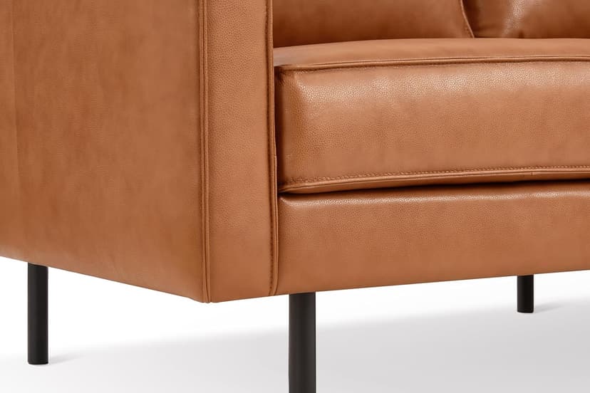 Valencia Varese 90" Full Leather Couch Cognac Tan Brown- Italian Nappa Leather Modern Cloud Couch for Living Room/Apartment Furniture