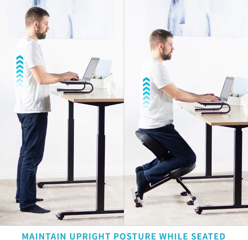 Ergonomic Kneeling Chair, Adjustable Stool for Home and Office - Improve Your Posture with an Angled Seat - Thick Comfortable Moulded Foam Cushions - Brake Casters