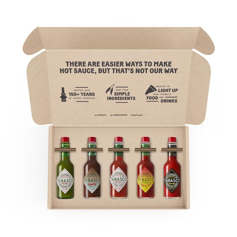 TABASCO Brand Hot Sauce Variety Pack, Gift Set Includes Five Different 5 Fl Oz Tabasco Hot Sauce Flavors, Perfect for Eggs, Pizza, Tacos, and More, 25 Fl Oz (Pack of 5) B0FB1VS3Y6