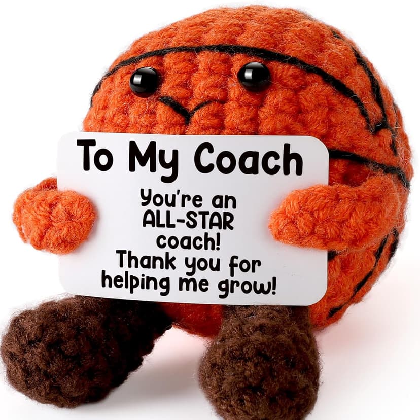 Basketball Coach Appreciation Gift - Thank You Gifts for Basketball Coach, Cool Handmade Crochet Basketball Present for Retirement Birthday Christmas - Thank You for Helping me Grow