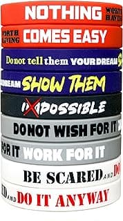 RUANJAI 12 Pack Motivational Wristbands for Men, Women & Teens, 12x8” Silicone Bracelets with Inspirational Quotes, Unisex Adult Design for men, gifts for boys