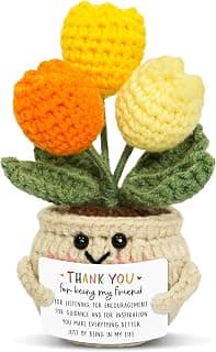 OASSIE Christmas Thank You Gifts for Women Friends - Thank You for Being A Friend Emotional Support Crochet Tulip with Card - Birthday Gifts for Women Friendship, Friend Gift for Coworker Sister