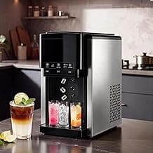 3-in-1 Water Dispenser with Ice Maker,Countertop Nugget Ice Machine with Bullet & Crushed Ice,44Lbs/24H,12 Ice Cube/6Min, Self-Cleaning, 4Lbs Storage, Home, Kitchen,RV (Silver) (Silver)