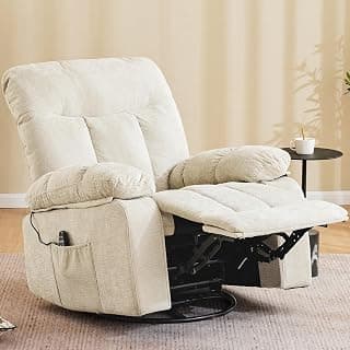 Recliner Chair, Durable & Tear-Resistant Massage Chair with Heating, Premium Chenille Fabric Massage Recliner Supports up to 380 LBS for Living Room, Bedroom, Beige