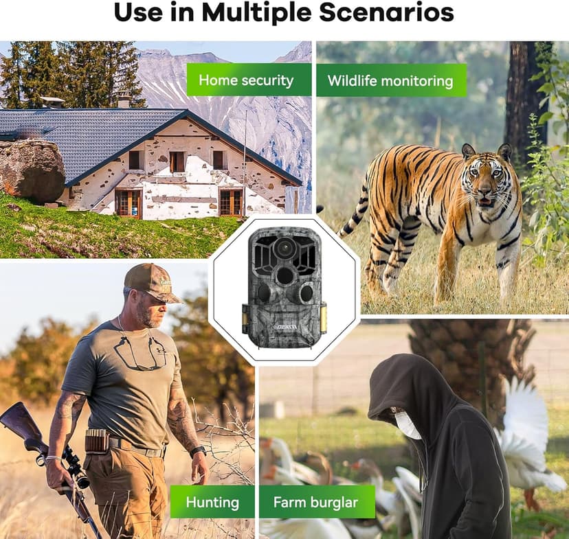 DEATTI Trail Camera 48MP 4K Game Camera with 8 Batteries 32GB SD Card,WiFi Bluetooth Connection,Trail Cameras with Night Vision Motion Activated Waterproof for Wildlife Deer Outdoor 0.1s Trigger Time