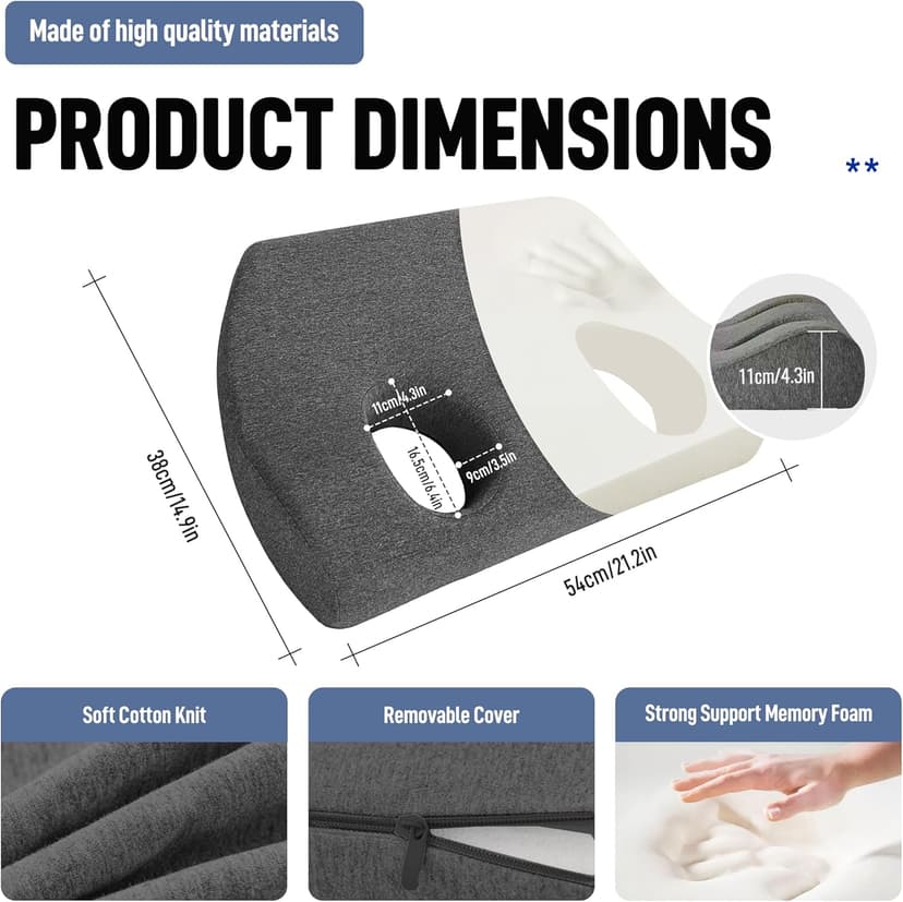 strusery Memory Foam Ear Pillow with Hole - for Side Sleepers, Ear Pain Relief & Piercing Aftercare (CNH Pillow), Comfortable for Earplugs & Headphones