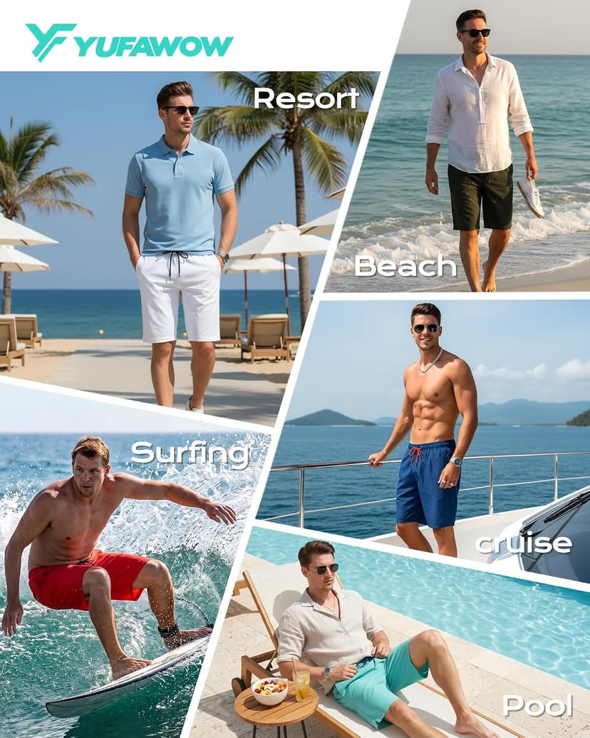 Yufawow 9 Inch Men Swim Trunks with Mesh Lining Quick Dry Breathable Pockets for Summer Beach Cruise Water Park Gym Running B0GSVD8XCG