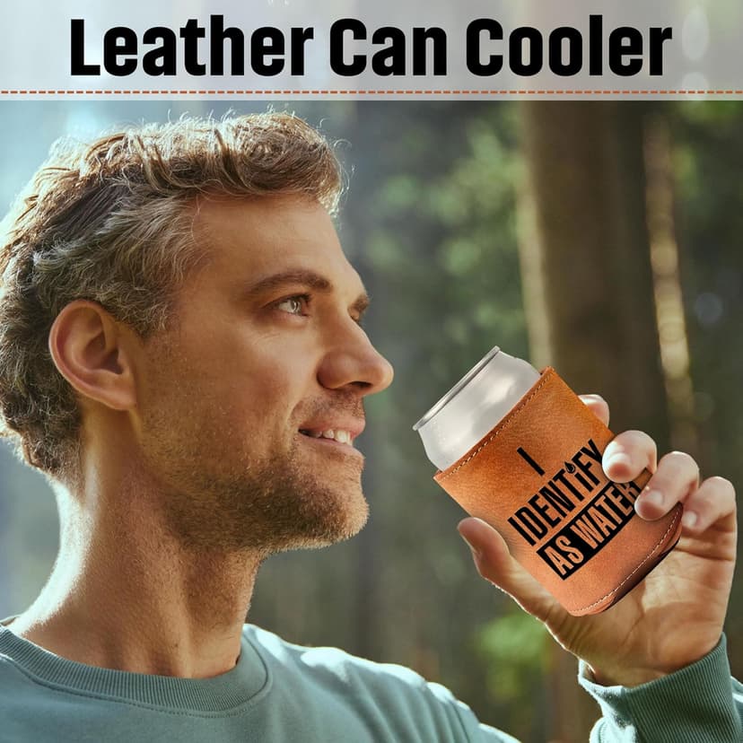 Gifts for Dad from Daughter, Son for Fathers Day - Dad Gifts, Men Gifts - Birthday Gifts for Men, Dad Birthday Gift, Birthday Gifts for Dad - Retirement Gifts for men, Leather Can Cooler for Mens 12Oz