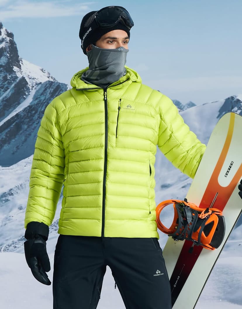 Pioneer Camp 850 Fill Goose Down Jacket Men Lightweight Packable Puffer Jacket with Hood Insulated Warm Winter Puffy Coat