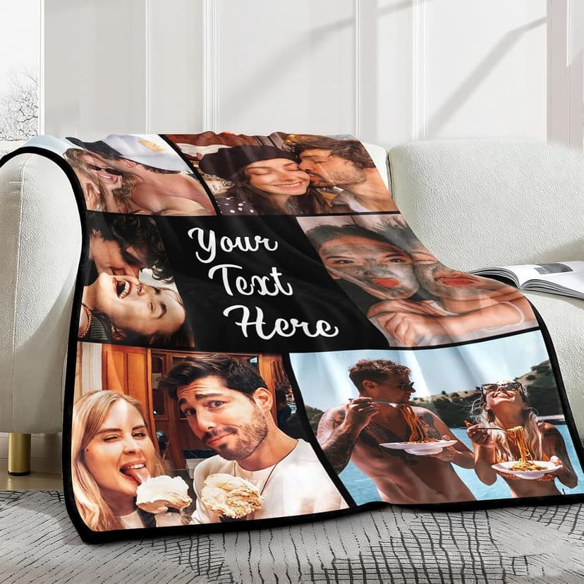 Yofair Ships Next Day, Custom Blanket with Picture Soft Fleece Throw Blanket Anniversary Couple Gifts Personalized Photo Blankets Birthday Gifts for Women Boyfriend Girlfriend Wife Husband B0FM3VF654