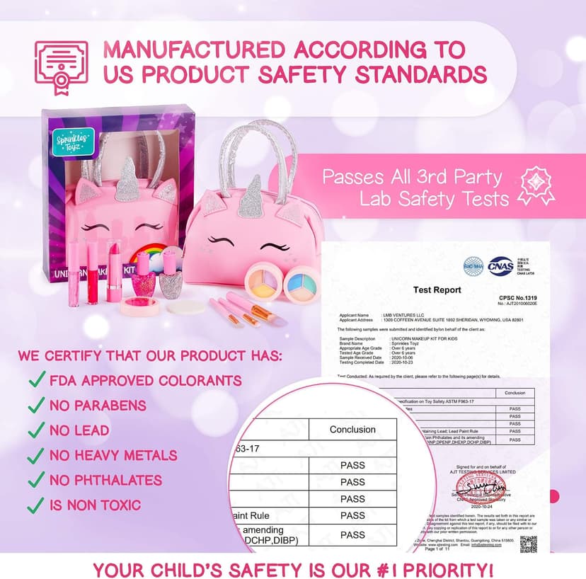 Pink Unicorn Toys for Girls Age 4-6, 5 Year Old Girl Birthday Gift Idea, Toddler Little Girl Gifts 3 4 5 6 7 8 9 10 Years Old Kids Real Makeup Kit with Unicorn Purse Non Toxic Washable Make Up Set B08JD776XX