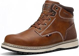 ARRIGO BELLO Mens Winter Boots Snow Casual Booties Warm Fur Mesh Lined Ankle Outdoor Lightweight Non-Slip Trekking Walking Leather Shoes