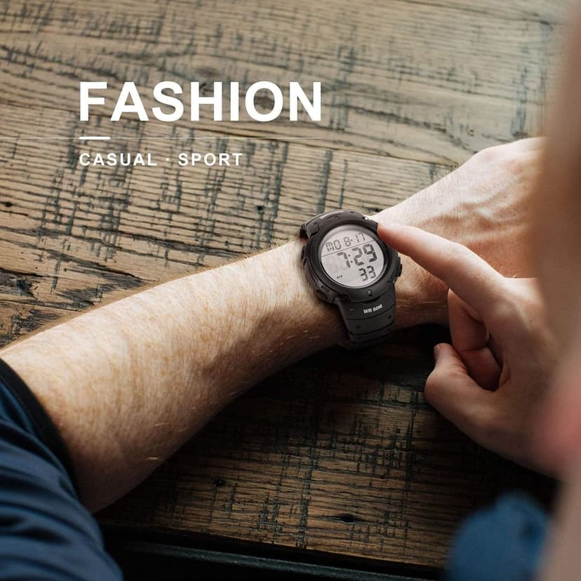 MJSCPHBJK Mens Digital Sports Watch, Waterproof LED Screen Large Face Military Watches for Men