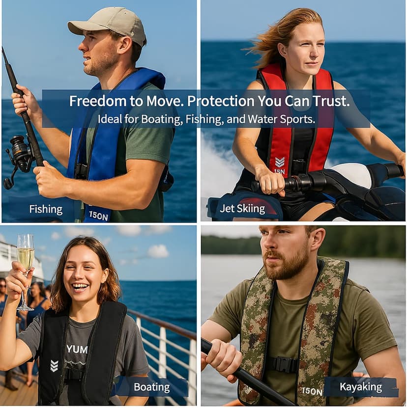 Inflatable-Life-Jacket| Lightweight Life-Vest for Adults| Automatic Inflatable-PFD| Supports up to 300 lbs