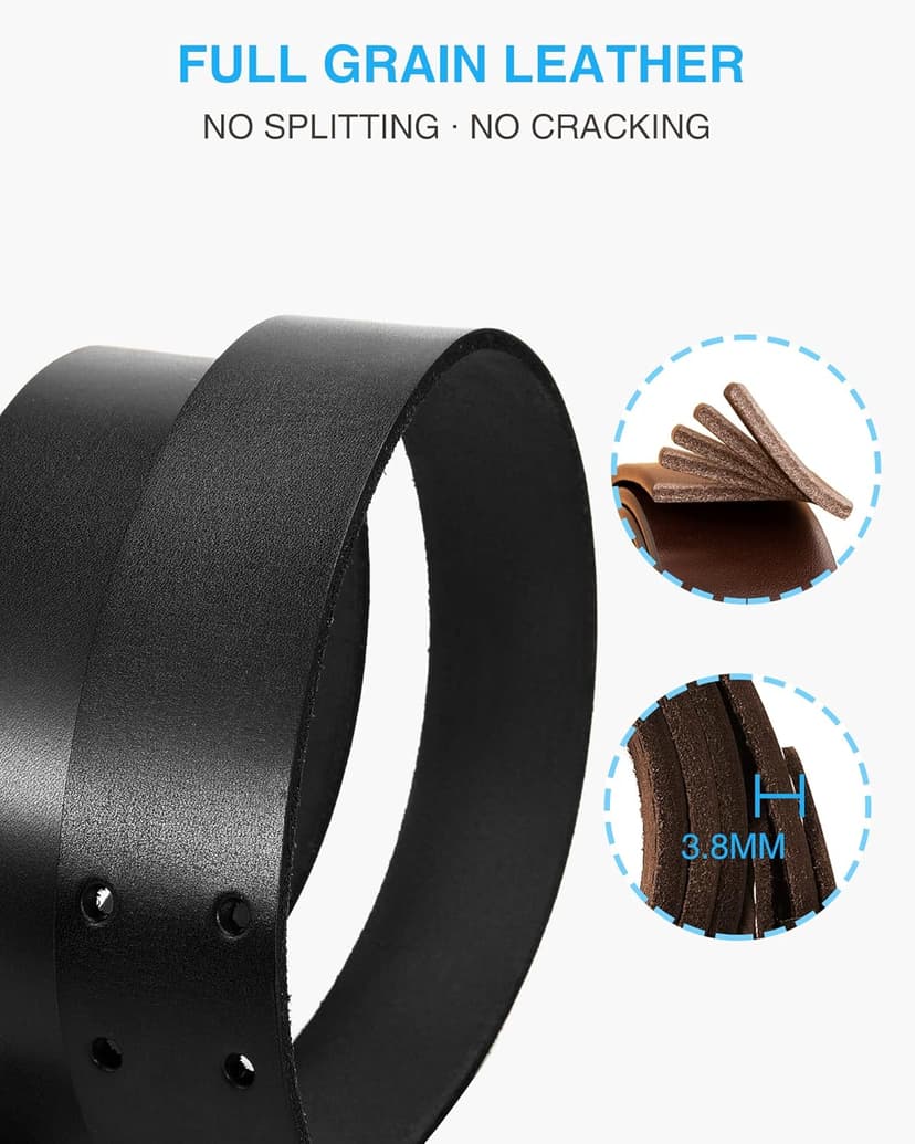 CHAOREN Work Belts for Men Heavy Duty - 1.5" Full Grain Leather Belt Casual - Fully Adjustable, Double Prong