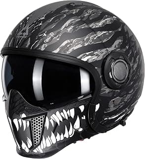 TRIANGLE Convertible Full Face Motorcycle Helmet DOT Approved for Men Women, Multi-Configuration 3/4 Open Face Street Bike Helmet with Internal Tinted Sunshield, Includes Storage Bag