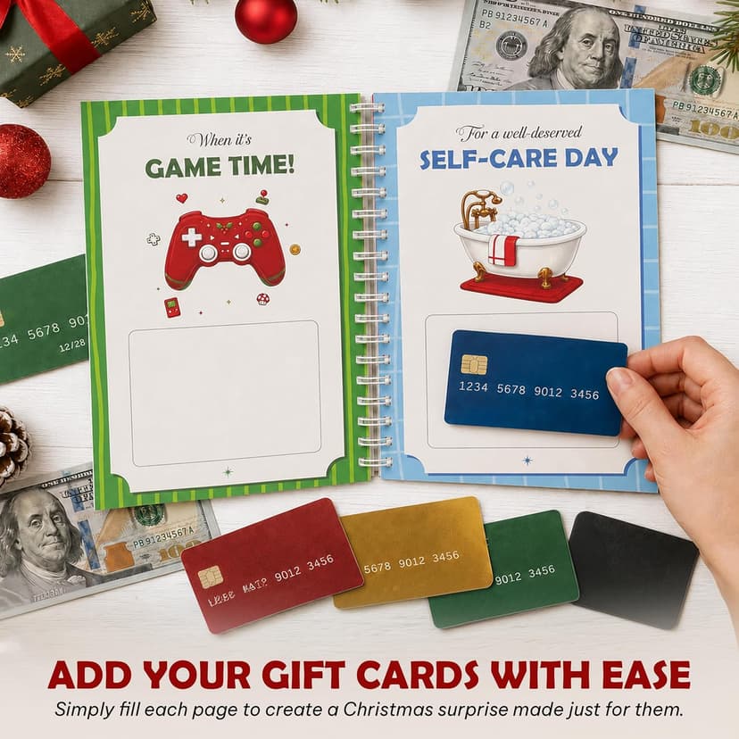 5x7 Inches Christmas Gift Card Book For Teens, Adults, Kids; Easy to Gift, Teen Girl Gifts Trendy Stuff, Stocking Stuffers Merry Christmas Gift Card Book For Teens, Adults - 24 Pages Gift Card Book B0HBPYN1SW