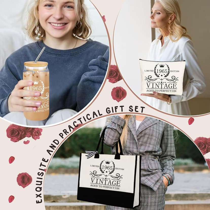 40th 50th 60th Birthday Gifts for Women Tote Bag Birthday Gifts Set for Mom Wife Sister Grandma Birthday Gifts for Her