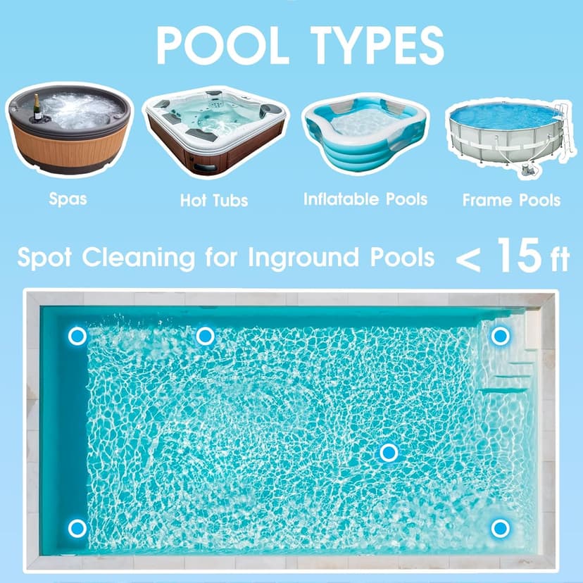 Rechargeable Hot Tub Vacuum Cleaner for Spa - Magnetic Drive System, Ultra Fine Mesh Filter for Small Particle, Spot Cleaning for Above-Ground Inground Pools, 70 Mins (Blue)