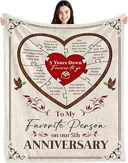 5 Year Anniversary Blanket Gift - 5 Year Anniversary Wedding Gifts for Him Her, 5th Anniversary Marriage Gifts for Husband Wife, Happy 5th Anniversary Blanket for Couple, 60"x50"