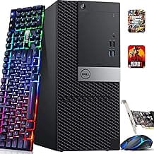 Dell Gaming Tower Desktop PC – Intel Core i5-7500 7th Gen 3.4GHz – 16GB DDR4 RAM – 256GB SSD – GeForce GT 1030 – RGB Keyboard & Mouse – WiFi – Windows 11 Pro – Gaming Computer (Renewed)