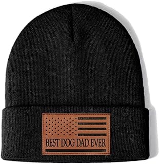 Best Dog Dad Ever Gifts American Flag Leather Animal Lovers Beanie Hat Christmas Stocking Stuffers Birthday Gifts