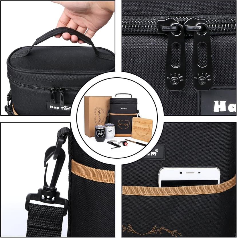 Hap Tim Wedding Gifts for Couples, Bridal Shower Gifts, Engagement Gifts for Newlyweds, Mr and Mrs gifts - Wine Cooler Bag Insulated Wine Carrier Tote with Tumblers, Bamboo Cheese Borad B0D8DR2S84
