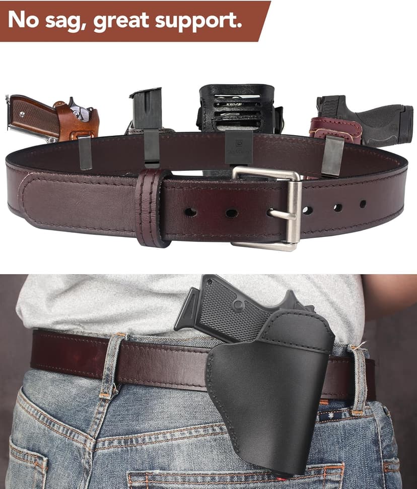 KOSIBATE Leather Gun Belt for Men - Heavy Duty EDC Belt, Concealed Carry CCW Belt- 1.5-Inch Width, 14 OZ Leather