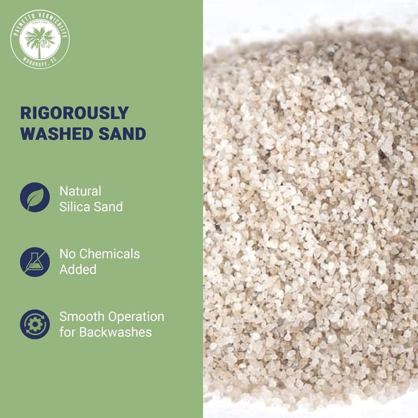 Palmetto Swimming Pool Filter Sand, 50 lb Bag – Natural Silica for Residential & Commercial Filtration Pump Systems – Screens Leaves, Oils, Dust & Hair for Clean and Clear Water