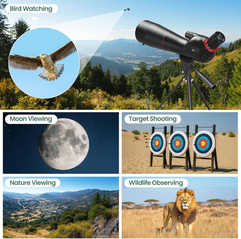 Gosky 20-60×85 Spotting Scope with Tripod - Phone Adapter, Dual Focusing Spotter Scope for Bird Watching, Wildlife Scenery (Black)