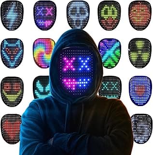 Gootus Led Mask Halloween Costume for Kids Adults, Face Transforming Light up Mask with Gesture Sensing, Cool Toys Great Gift for Birthday Costume Party Christmas