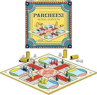 Parcheesi Royal Edition by Winning Moves Games USA, Classic Family Favorite Featuring Charming Artwork, Tokens and dice Cups for 2-4 Players, Ages 8+ (6106)