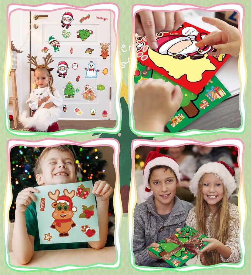 Kids Xmas Decorations Gifts Games Party Favors Supplies 24 Sheets,Stocking Stuffers,Christmas Stockings,Christmas Gift Bags Stocking Stuffers for Kids,Christmas Stickers,DIY Christmas Crafts for Kids B0F8H5X4L8