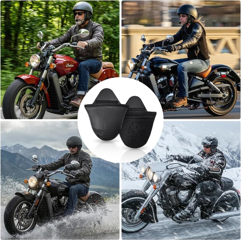 Moman HEB Half Helmet Speaker Pockets, Ear Pads for Motorcycle Helmet Headset Motorbike Headphone Helmet with Narrow or Wide Straps Blocks Wind Noise & Cold