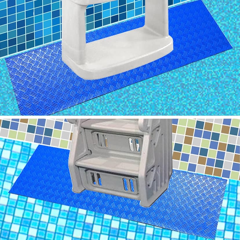 SKARUMMER Swimming Pool Ladder Mat - Protective Pool Ladder Pad Step Mat with Non-Slip Texture, Blue Medium Pool Step Mat, 36 inch X 9 inch
