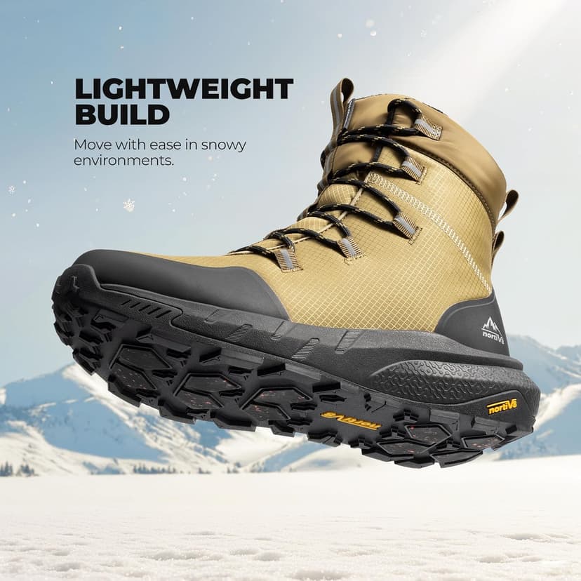 NORTIV 8 Men's Wide Winter Boots Grip on Snow Ice Insulated Waterproof Lightweight Comfortable Hiking Outdoor Boots