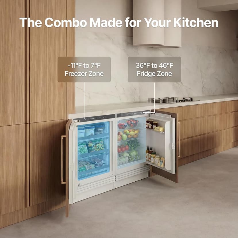 Ca'Lefort 48'' Panel Ready Refrigerator Bundle, Built-in Panel-Ready Fridge with Freezer Perfect for Kitchens -11°F-46°F Precise Freeze Control Reversible Door (Panel Not Included)