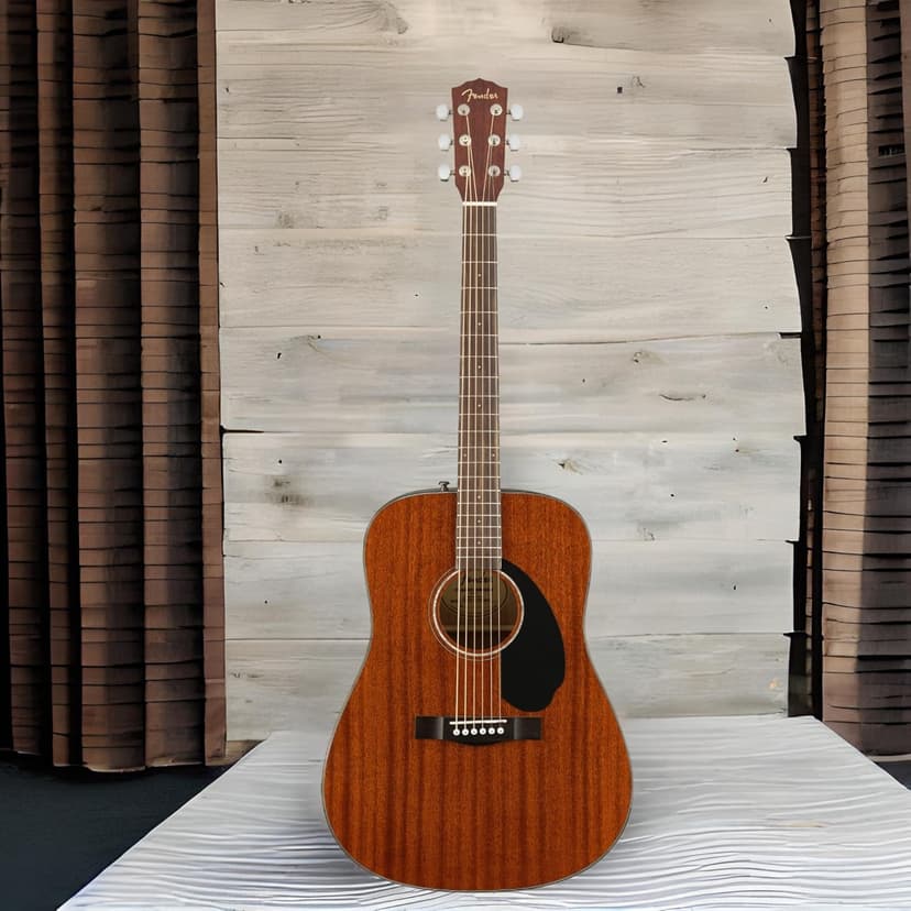 Fender Acoustic Guitar, CD-60S, with 2-Year Warranty, Dreadnought Classic Design with Rounded Walnut Fingerboard, Glossed Finish, All-Mahogany Construction