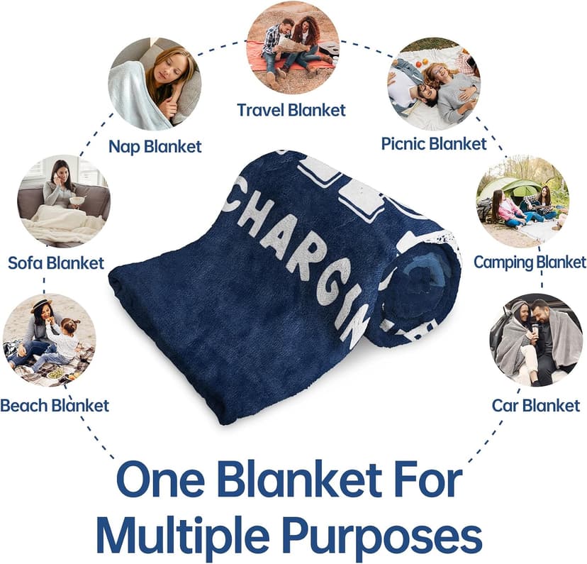 Papa is Charging Sloth Blanket 60" x 50", Grandpas Gifts for Christmas Fathers Day, Soft Sloth Throw Blanket for Grandpa Leebbsin Funny Gifts for Papa, Birthday Gifts for Papa Blanket B0G6KL3Z1Q
