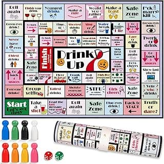 Drinking Board Games for Adults Girls Night,Waterproof Leather Mat Drinking Games,Party Interactive Drinking Game Playmat, Bachelorette Party,Family Play or Any Occasion,Age 21+,2-8 Players