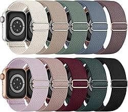 10 Pack Stretchy Bands Compatible with Apple Watch Band 40mm 38mm 41mm 42mm 44mm 45mm 46mm 49mm Women Men, Water-Resistant Solo Loop Elastic Sport Straps for iWatch Series 11 10 9 8 7 6 5 4 3 SE Ultra
