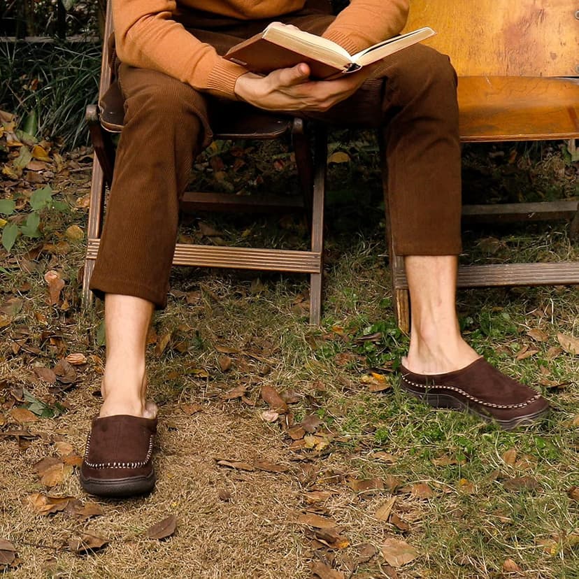 Zigzagger Men's Slip On Moccasin Slippers, Indoor/Outdoor Warm Fuzzy Comfy House Shoes, Fluffy Wide Loafer Slippers