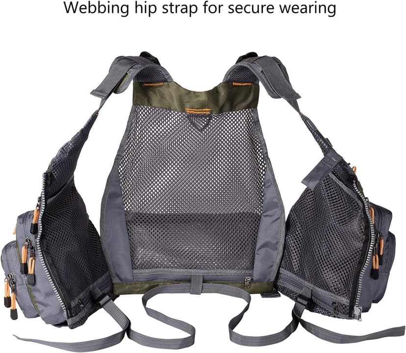 BASSDASH Strap Fishing Vest Adjustable for Men and Women, for Fly Bass Fishing and Outdoor Activities