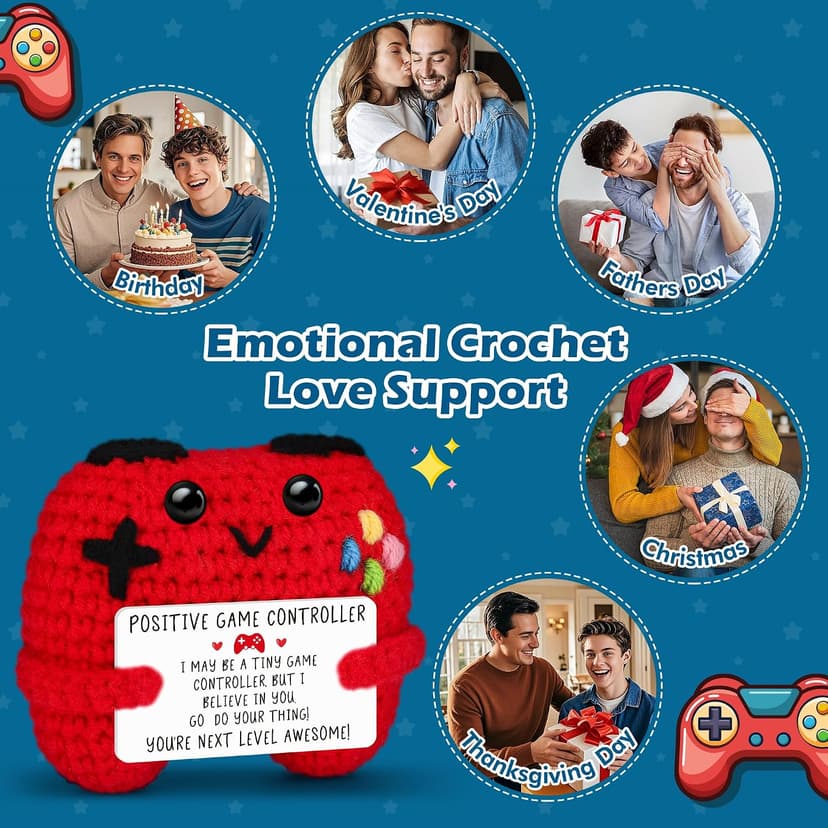 Gamer Gifts for Teen Boy, Positive Crochet Controller Gifts for Son Boyfriend Birthday, Gamer Gift for Teenage Boy, Boy Room Decor, Gaming Accessories for Kids Christmas B0F6YF4TJS