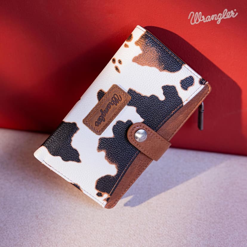 Wrangler Wallet for Women Bifold Card Holder with Zipper and ID Window
