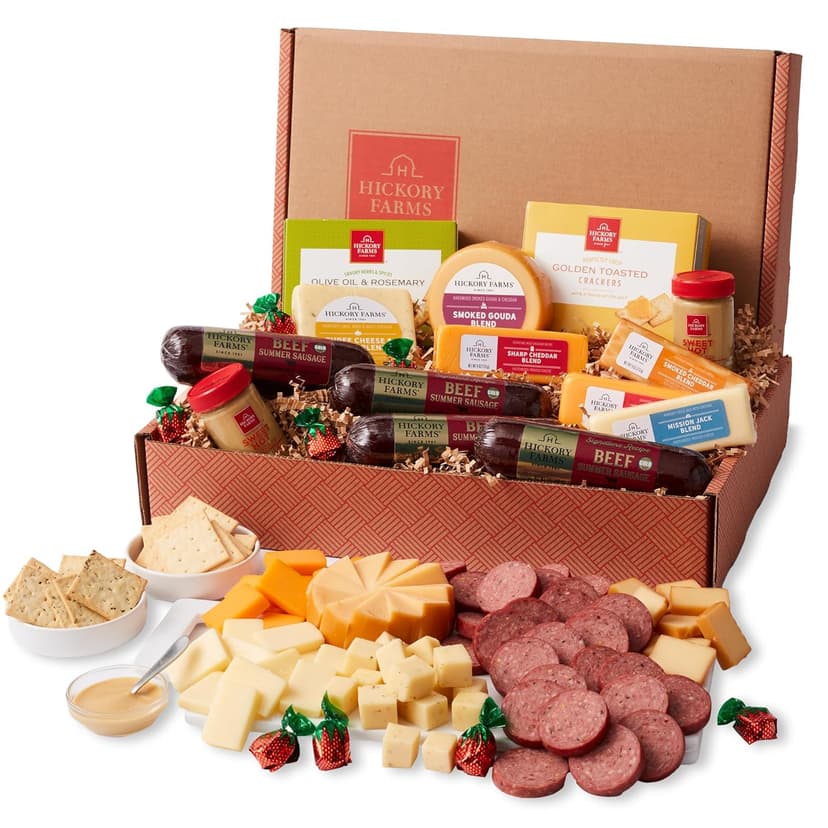 Hickory Farms Signature Beef Meat and Cheese Gift Basket (Extra Large) - Box Set | Charcuterie Board Food | Summer Sausage | Father's Day | Mother's Day | Easter | Christmas | Holiday | Housewarming | Gourmet | Sympathy | Care Package