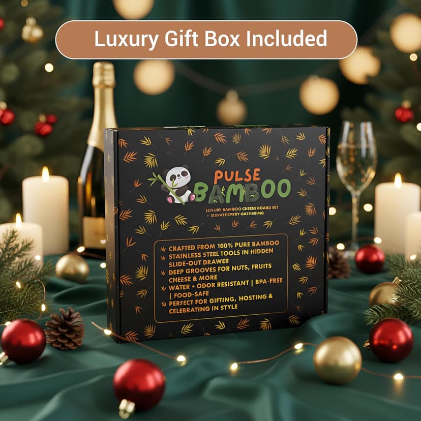 Charcuterie Board Set – Premium Bamboo Cheese Board with Slide-Out Knife Drawer – Complete Hosting Set for Wine Nights & Parties – Perfect Housewarming Gift and Wedding Gift for Couples