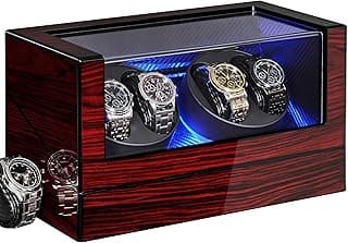 ANWBROAD ANWBROAD Watch Winders For Automatic Watches, Automatic Watch Winder Box With Led Light, Watch Turner For Automatic, 4 Watch Rotator And Super Quiet Motor And 4 Rotation Mode, UJWW011Y